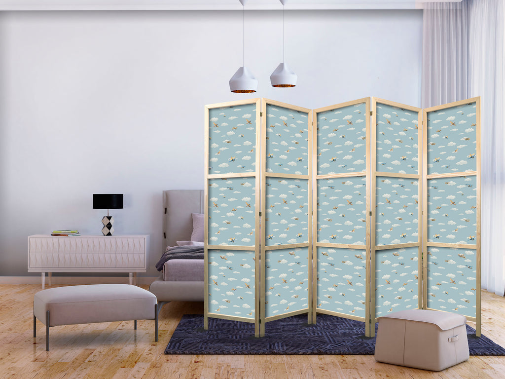 Japanese Room Divider - 5-Panel Airplane