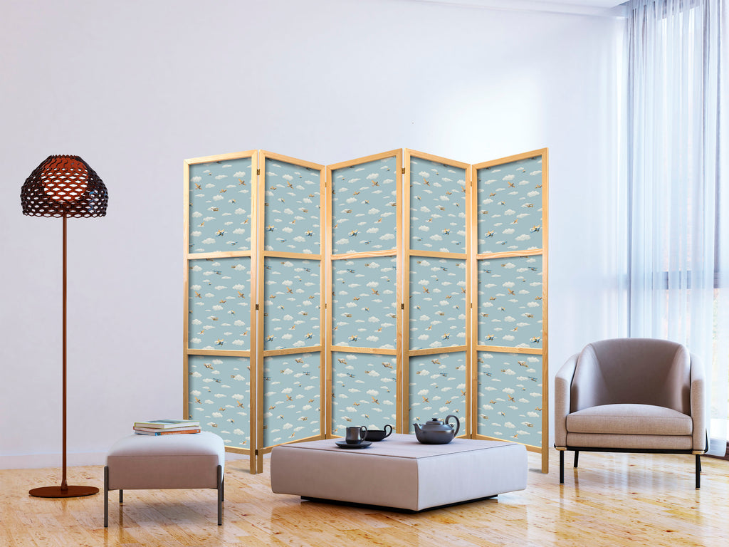Japanese Room Divider - 5-Panel Airplane