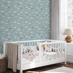 Yellow-Blue Airplanes Blue Sky Children's Wallpaper