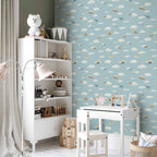 Yellow-Blue Airplanes Blue Sky Children's Wallpaper