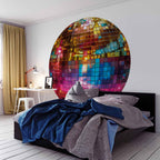 Gold Disco Ball 3D Round Wall Mural
