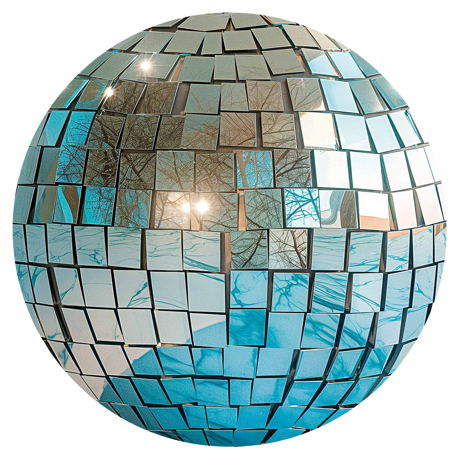 Sky Blue Disco Ball 3D Round Wall Mural