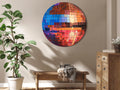 Old Gold Disco Ball Round Canvas Print