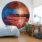 Old Gold Disco Ball Round Wall Mural