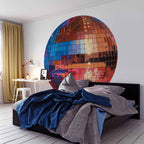 Old Gold Disco Ball Round Wall Mural