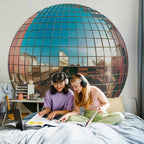 Platinum Disco Ball 3D Round Wall Mural