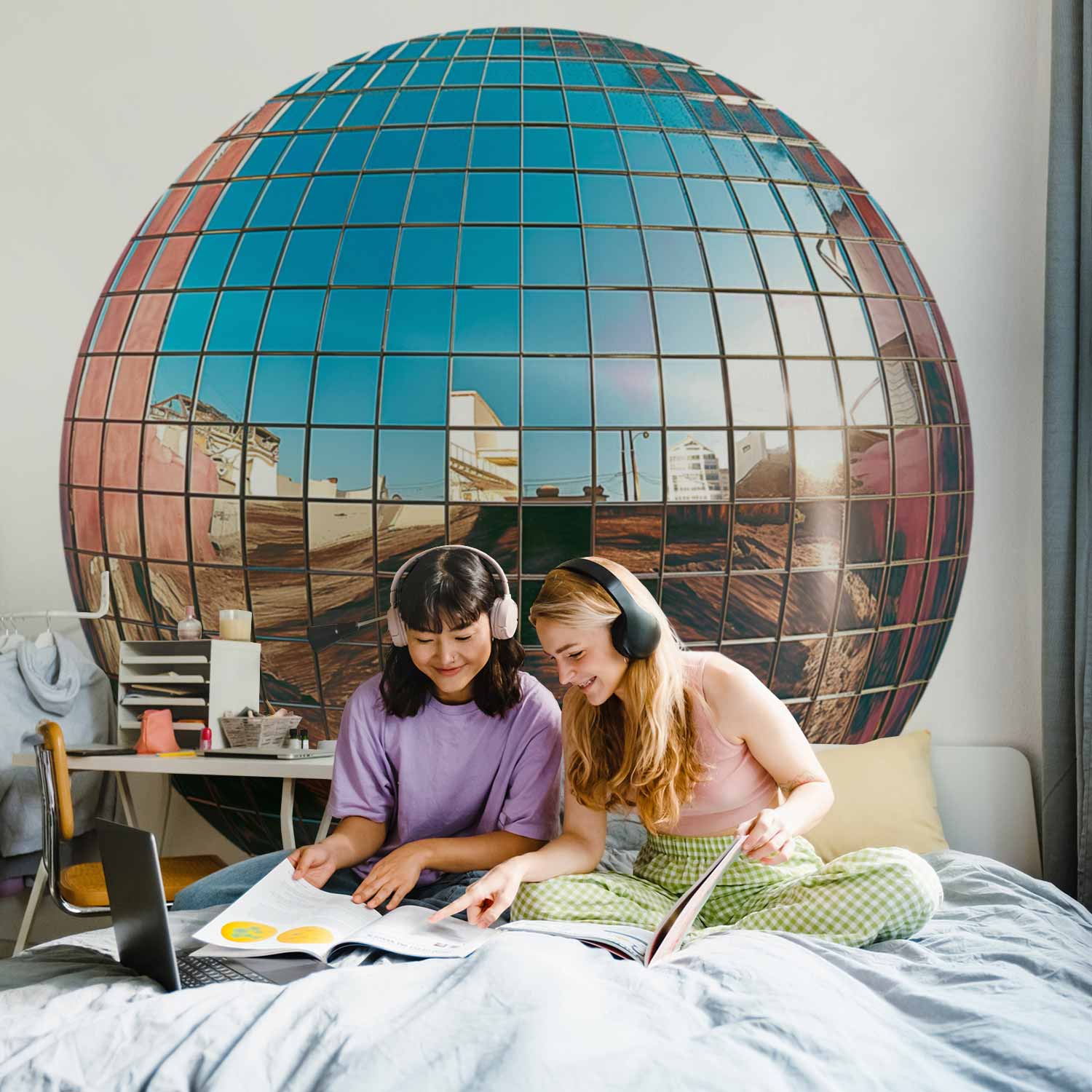 Platinum Disco Ball 3D Round Wall Mural