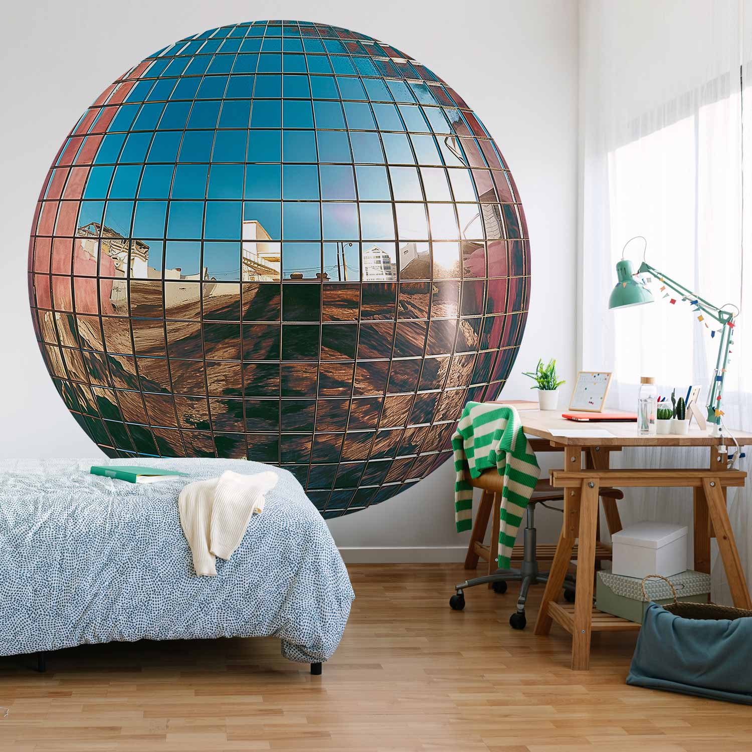 Platinum Disco Ball 3D Round Wall Mural