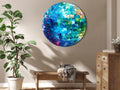 Turquoise Disco Ball Shine Round Canvas Print