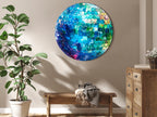 Turquoise Disco Ball Shine Round Canvas Print