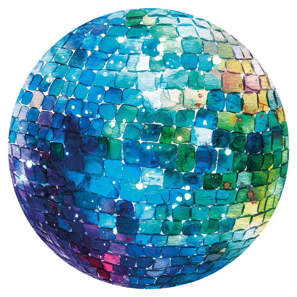 Turquoise Disco Ball Shimmer Round Wall Mural