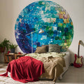 Turquoise Disco Ball Shimmer Round Wall Mural