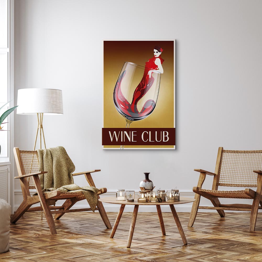 Wine Club Typography Vertical Canvas Print