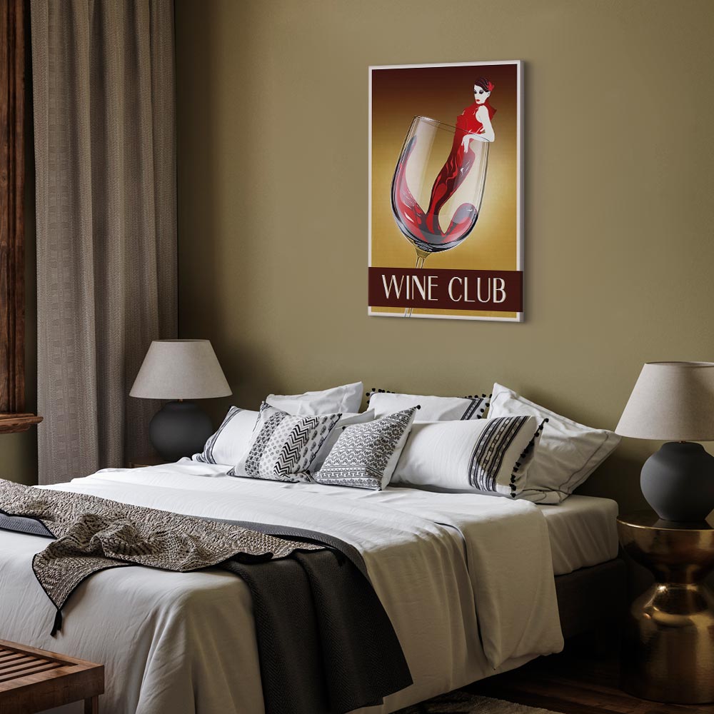 Wine Club Typography Vertical Canvas Print