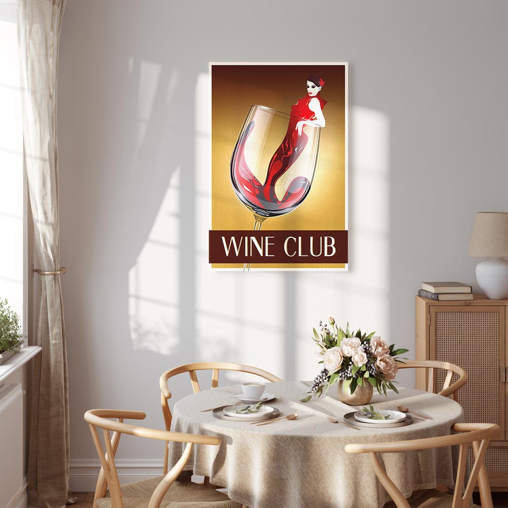Wine Club Typography Vertical Canvas Print