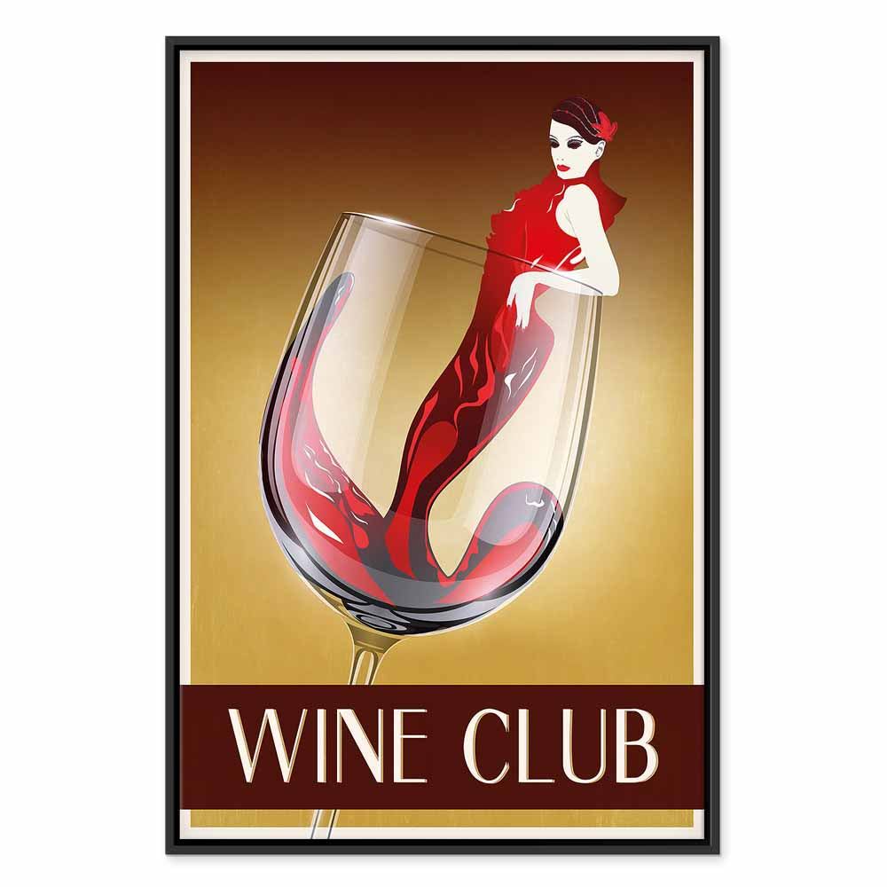 Wine Club Typography Vertical Canvas Print