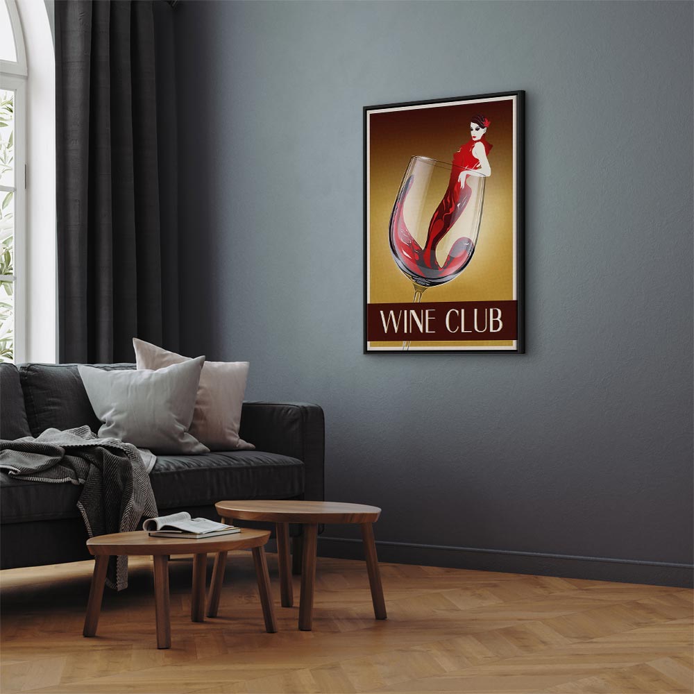 Wine Club Typography Vertical Canvas Print