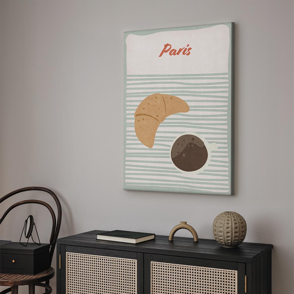 Parisian Breakfast Food Vertical Canvas Print