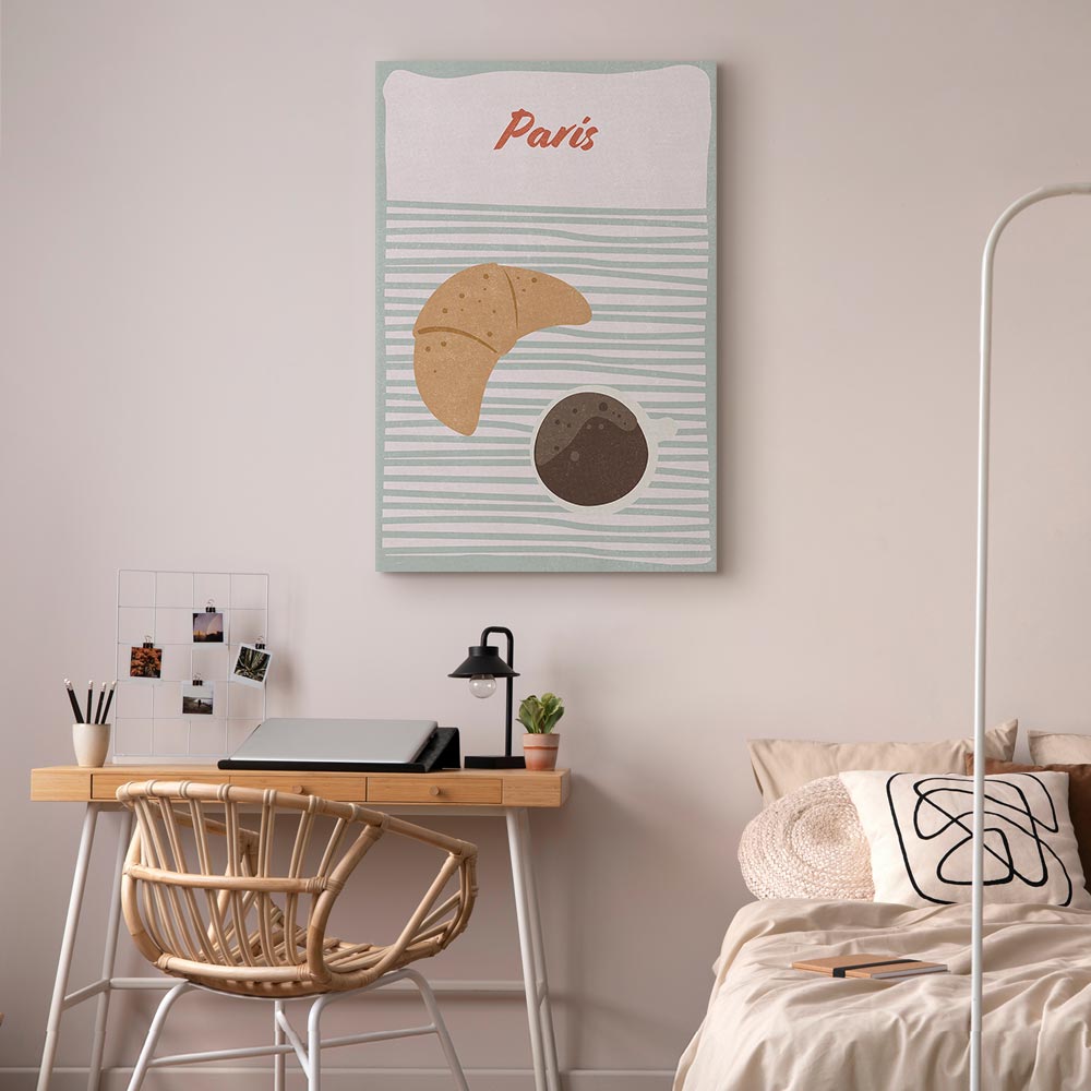 Parisian Breakfast Food Vertical Canvas Print