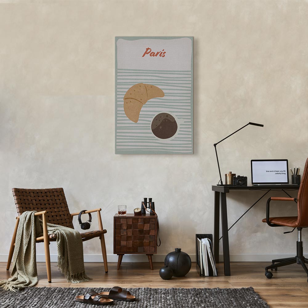 Parisian Breakfast Food Vertical Canvas Print