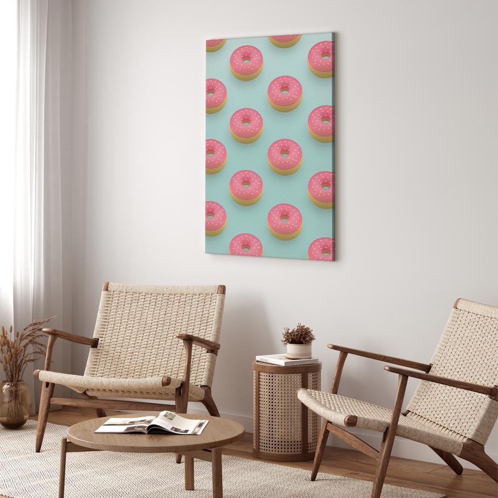 Pastel Donuts Food Pattern Canvas Print