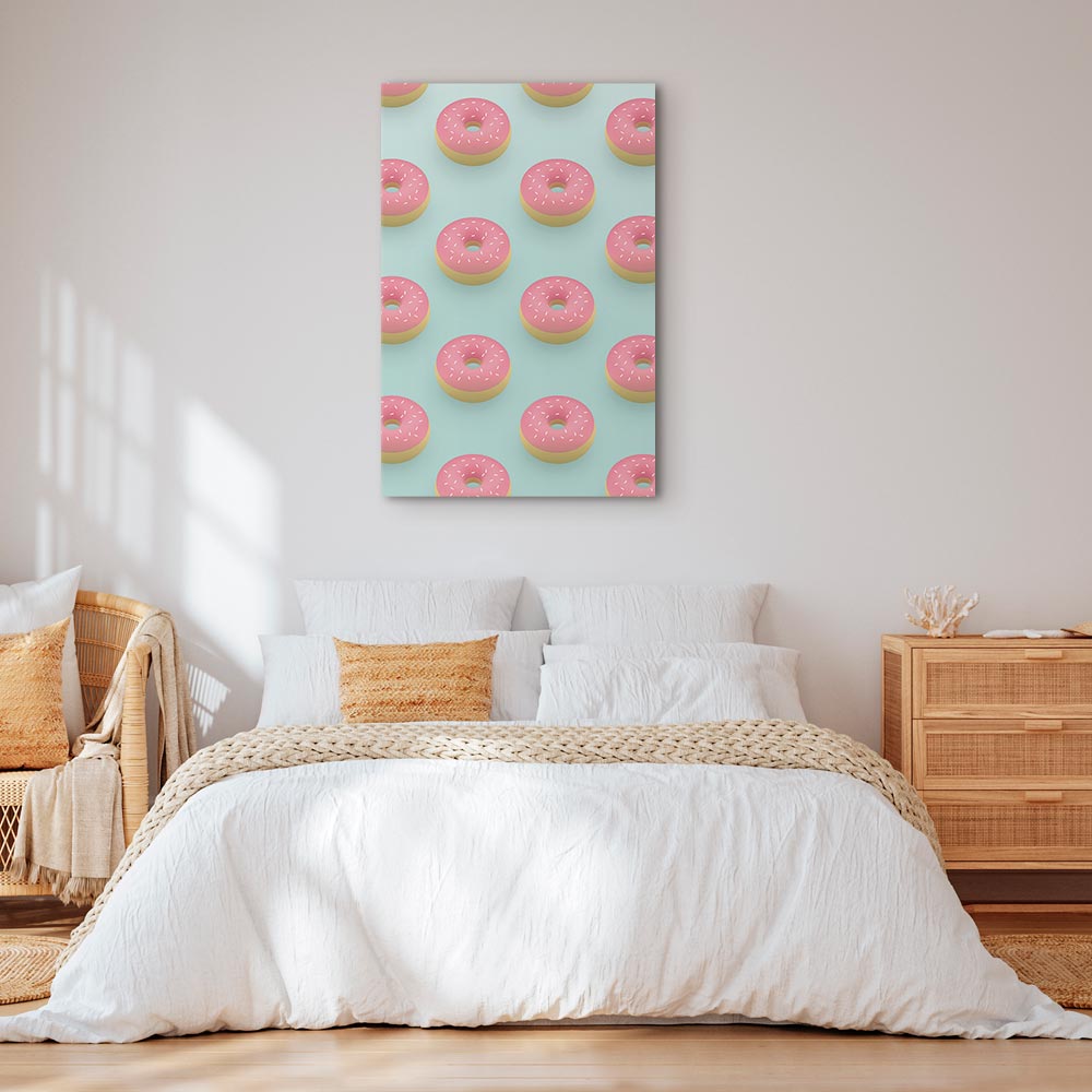 Pastel Donuts Food Pattern Canvas Print