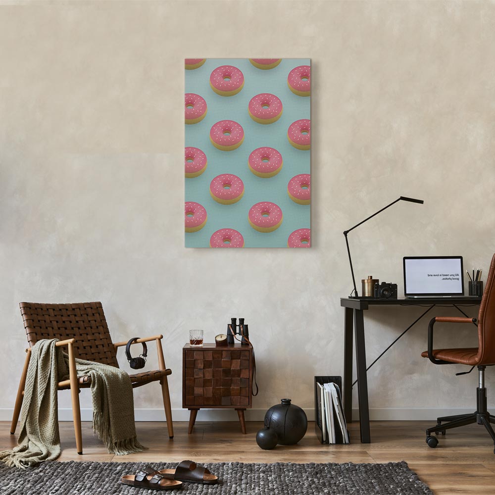 Pastel Donuts Food Pattern Canvas Print