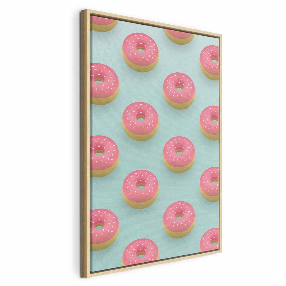 Pastel Donuts Food Pattern Canvas Print