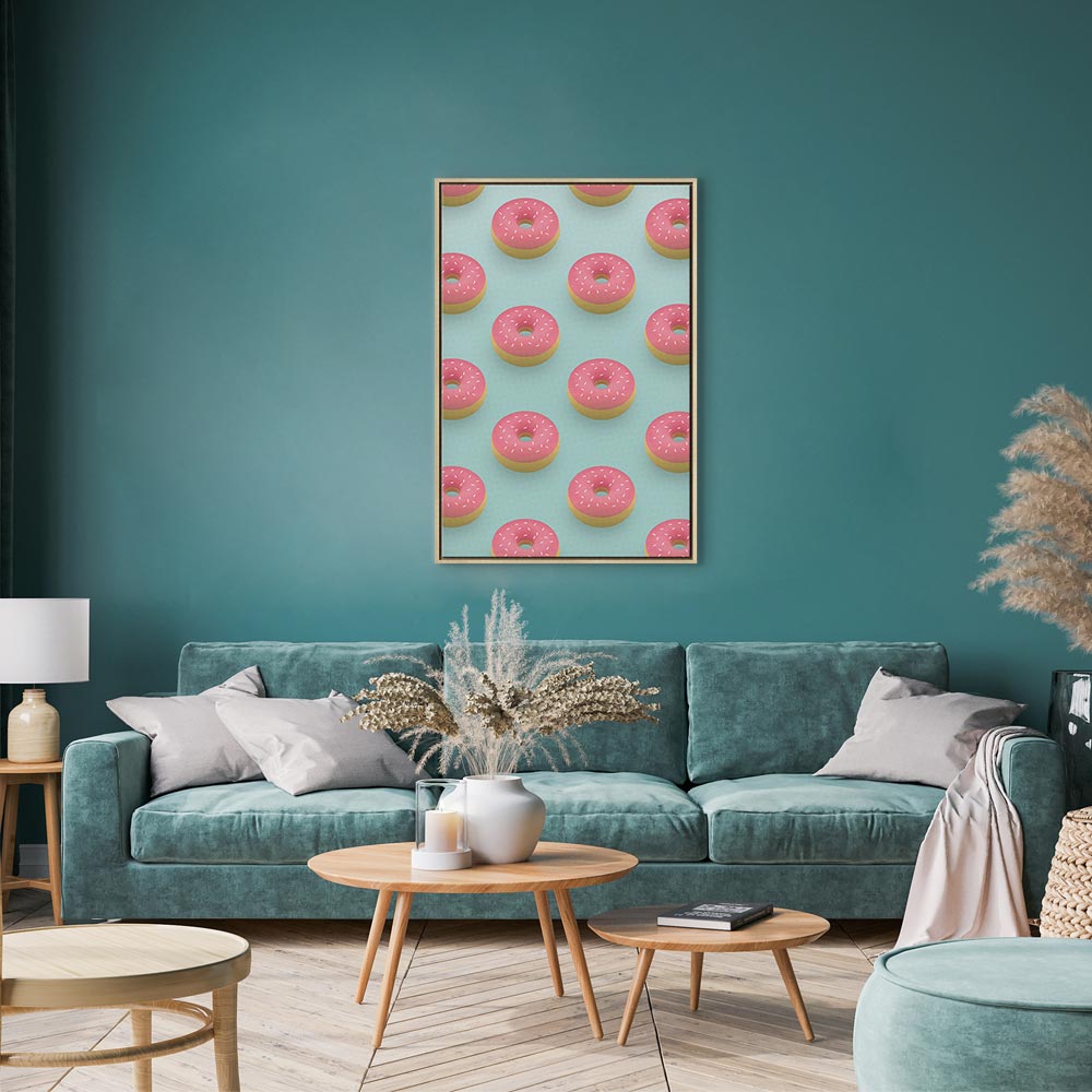 Pastel Donuts Food Pattern Canvas Print