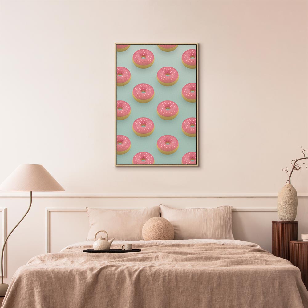 Pastel Donuts Food Pattern Canvas Print