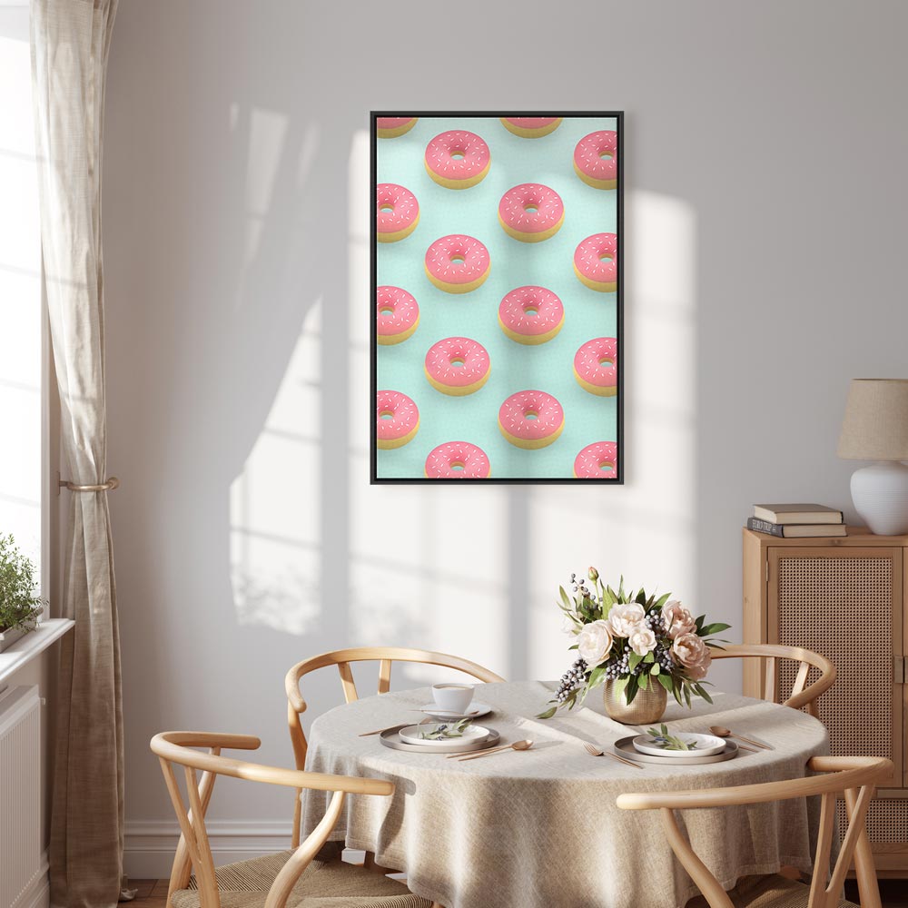 Pastel Donuts Food Pattern Canvas Print
