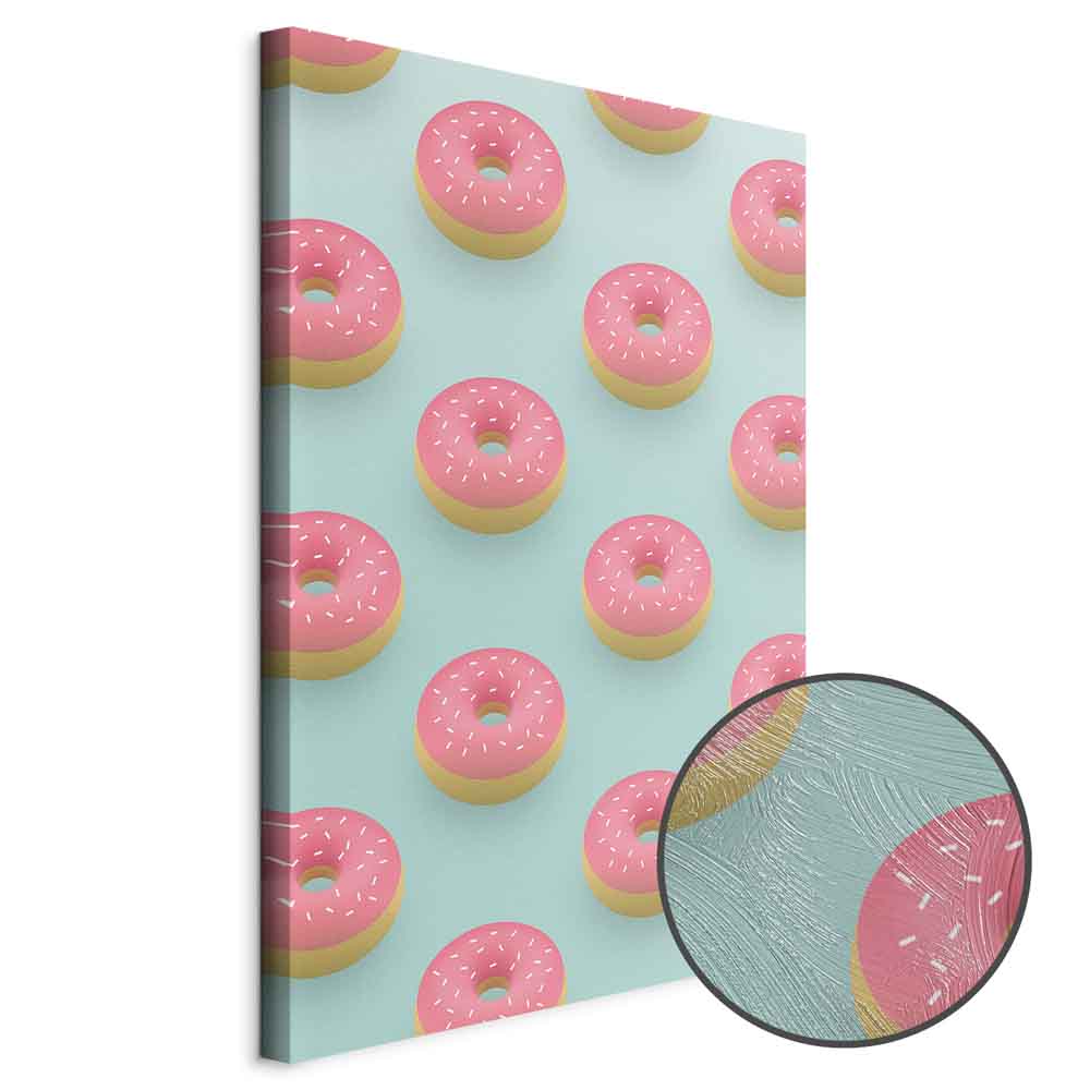 Pastel Donuts Food Pattern Canvas Print