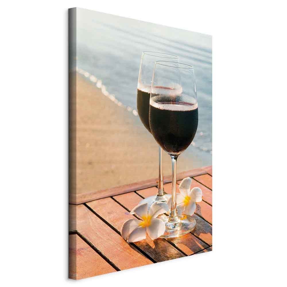 Romantic Wine & Sea Boards Vertical Canvas Print