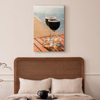 Romantic Wine & Sea Boards Vertical Canvas Print