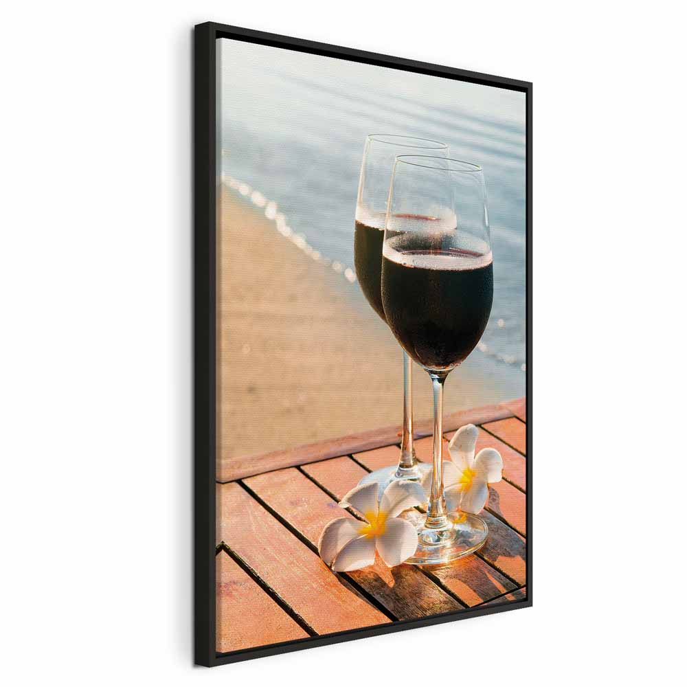 Romantic Wine & Sea Boards Vertical Canvas Print