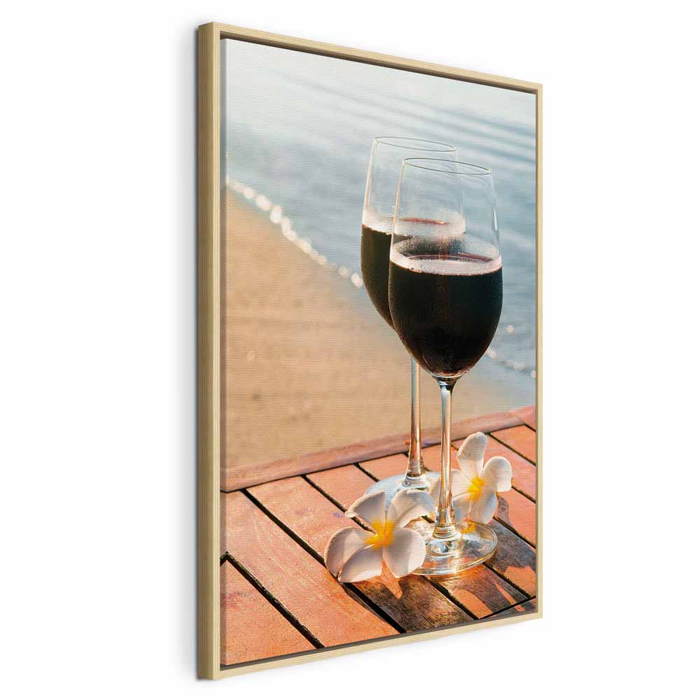 Romantic Wine & Sea Boards Vertical Canvas Print