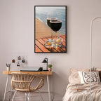 Romantic Wine & Sea Boards Vertical Canvas Print