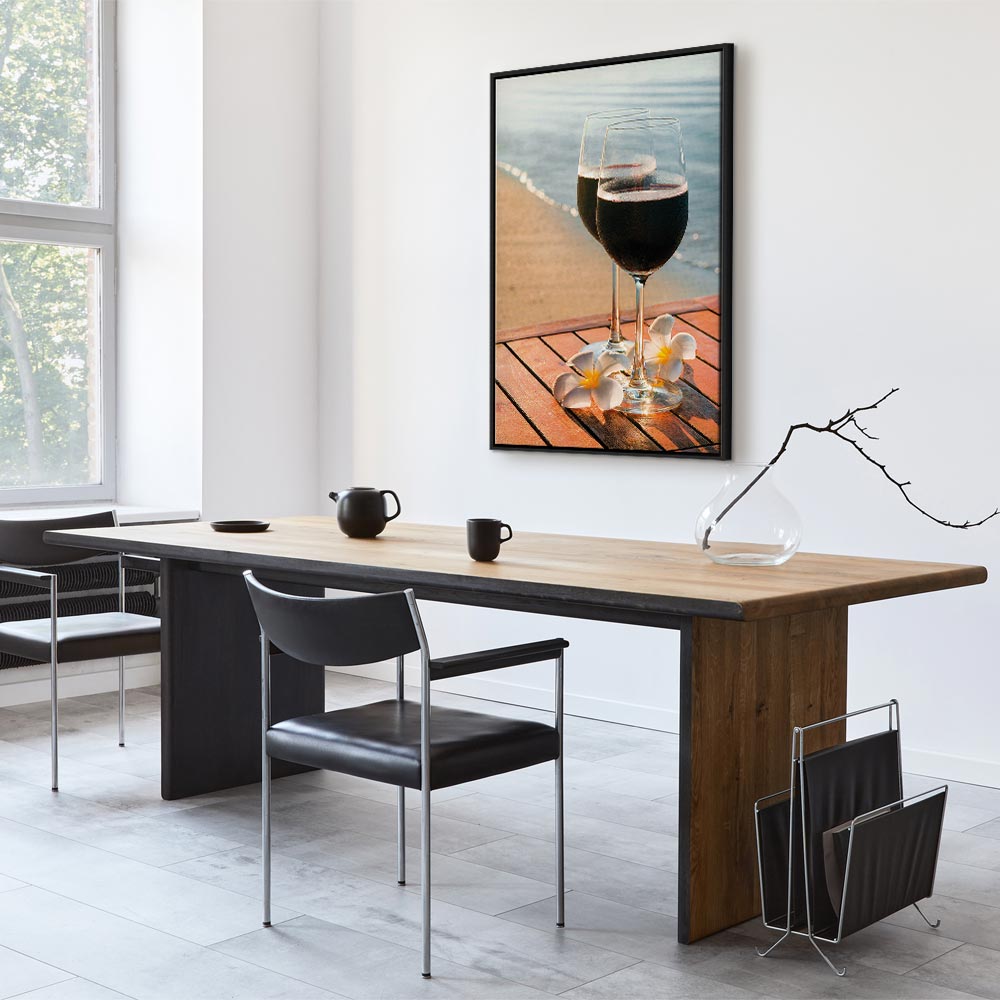 Romantic Wine & Sea Boards Vertical Canvas Print