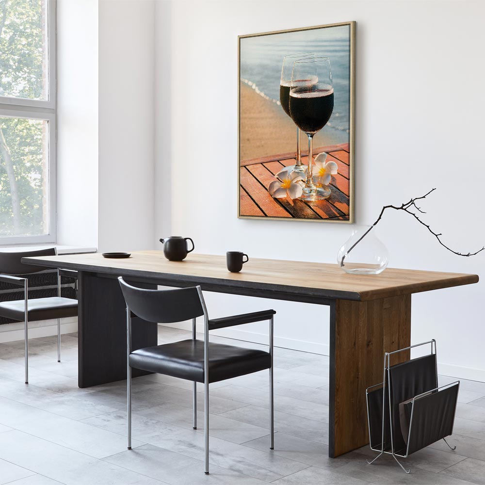 Romantic Wine & Sea Boards Vertical Canvas Print