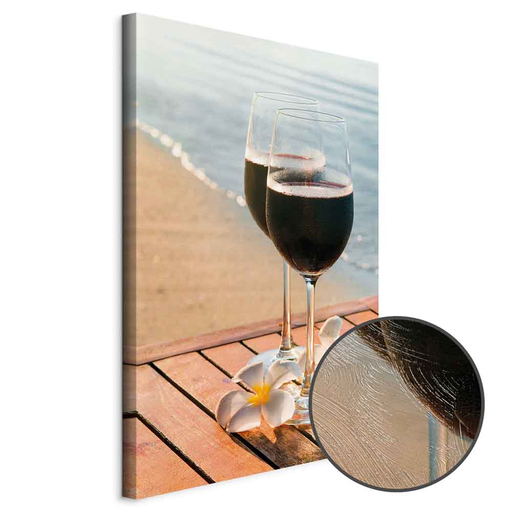 Romantic Wine & Sea Boards Vertical Canvas Print