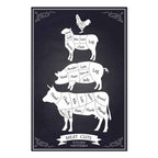 Kitchen Farm Animal Inscriptions Vertical Canvas Print