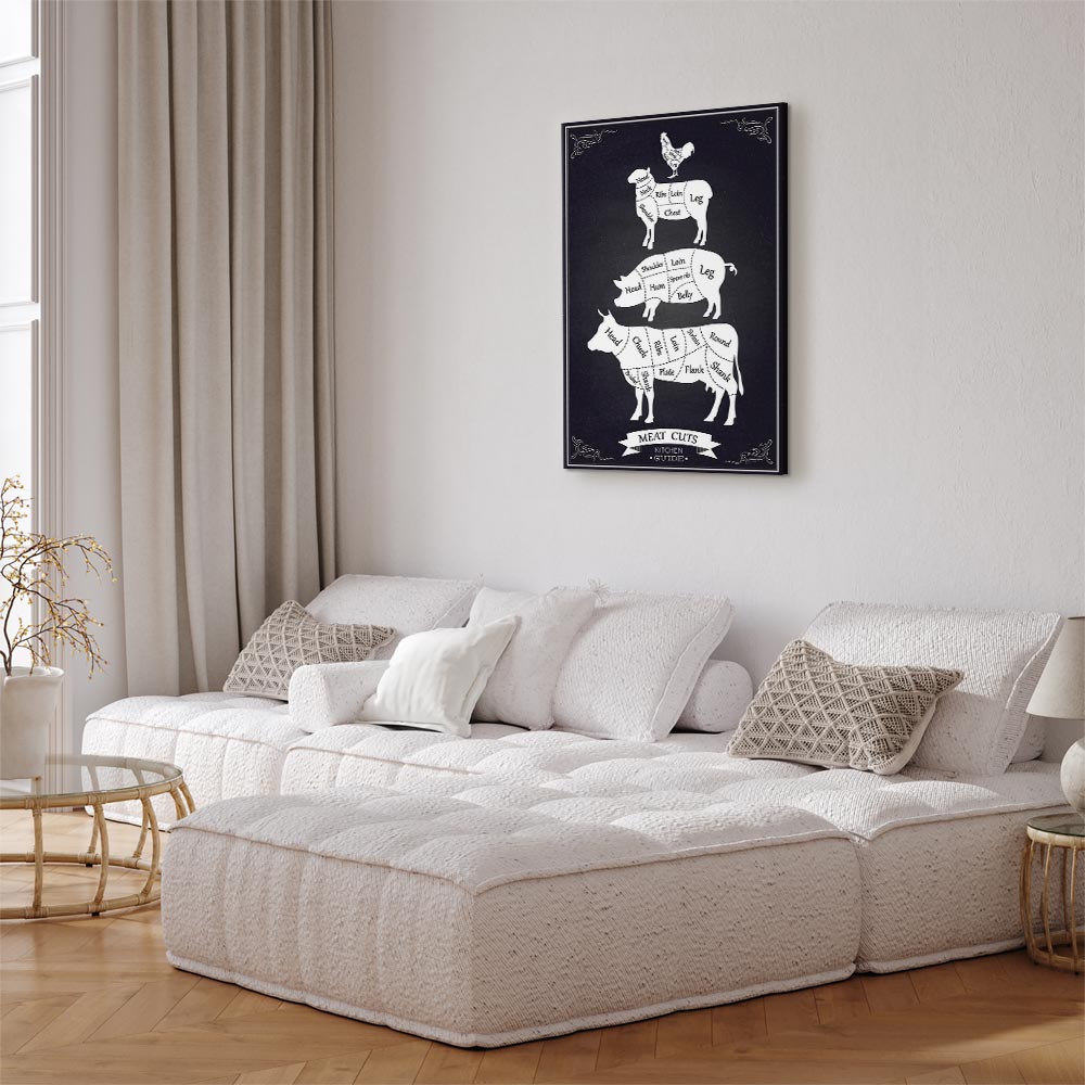 Kitchen Farm Animal Inscriptions Vertical Canvas Print