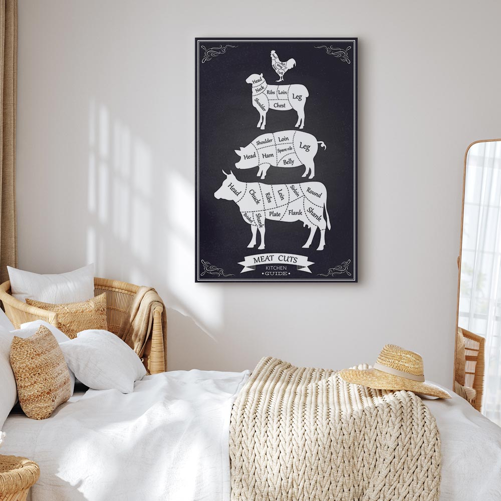 Kitchen Farm Animal Inscriptions Vertical Canvas Print