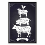 Kitchen Farm Animal Inscriptions Vertical Canvas Print