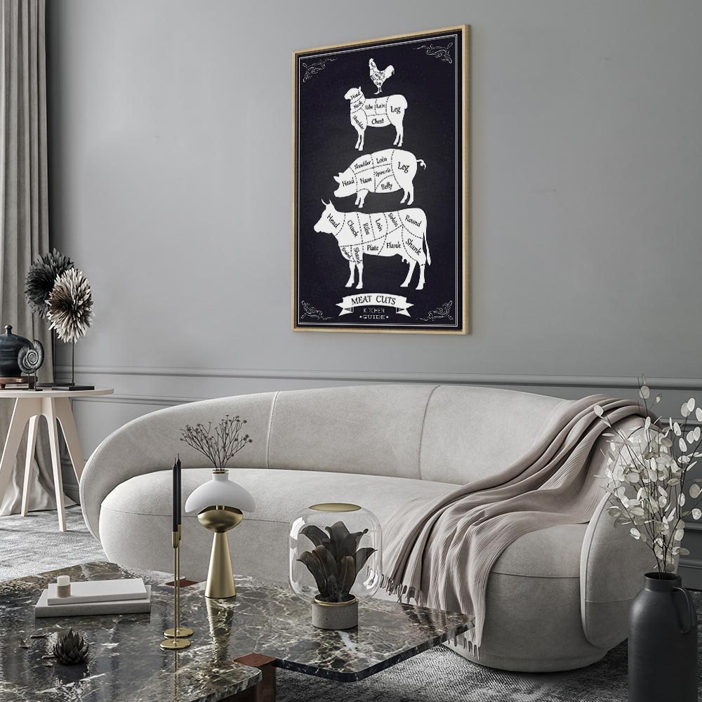 Kitchen Farm Animal Inscriptions Vertical Canvas Print