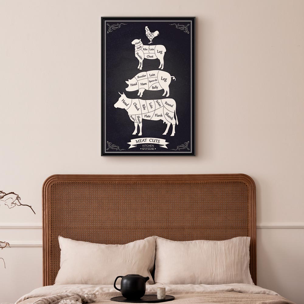 Kitchen Farm Animal Inscriptions Vertical Canvas Print