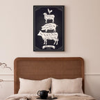 Kitchen Farm Animal Inscriptions Vertical Canvas Print