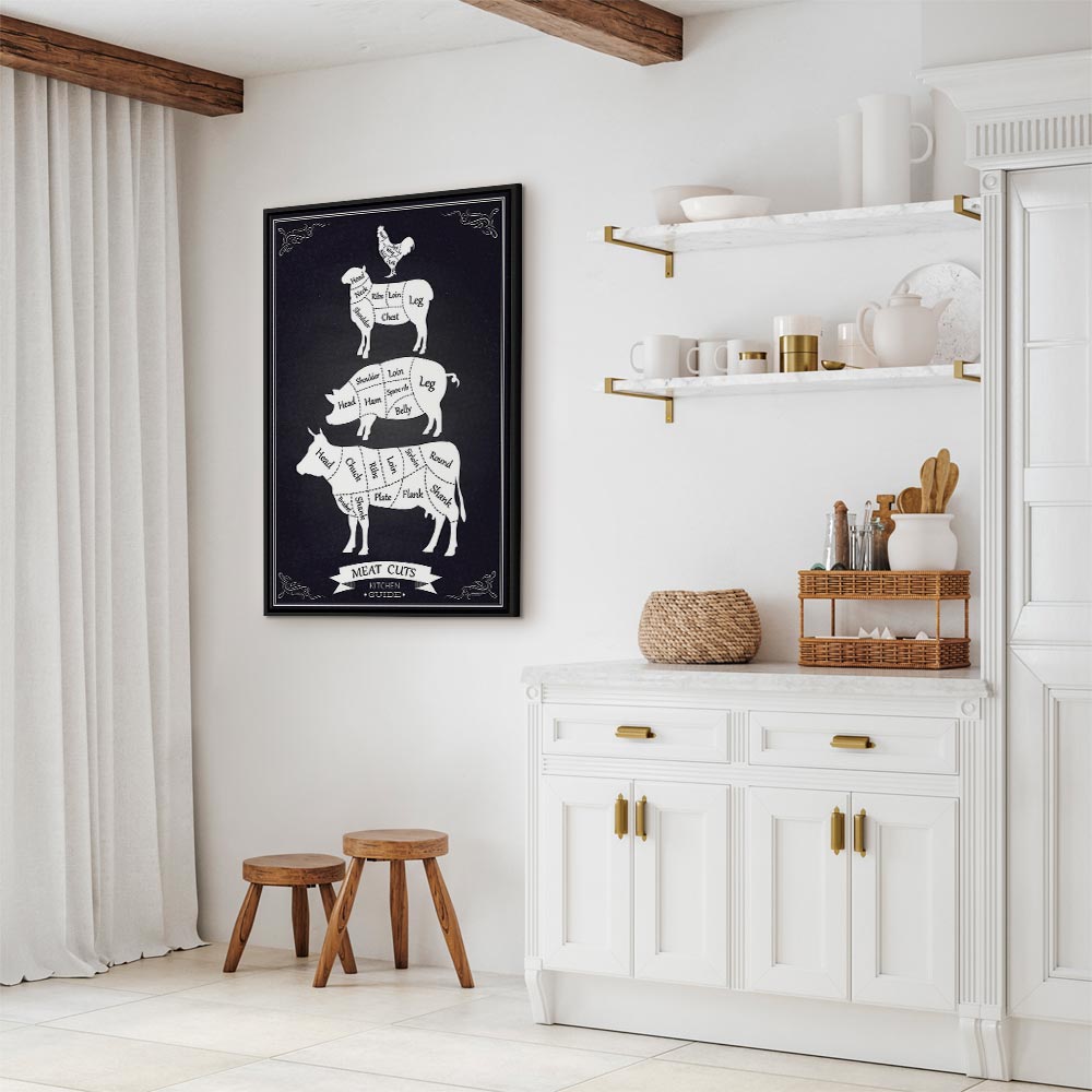 Kitchen Farm Animal Inscriptions Vertical Canvas Print