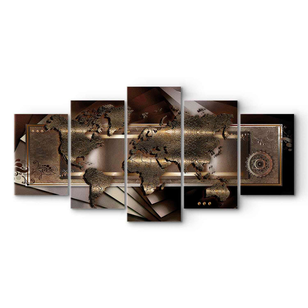 Chestnut World Map Canvas Print