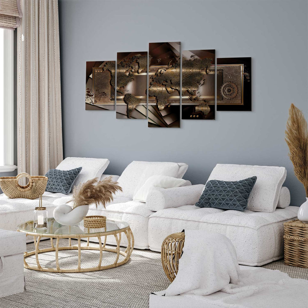 Chestnut World Map Canvas Print